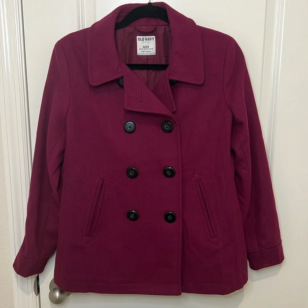 Old Navy Burgundy Peacoat Size Medium Petite - Picture 1 of 4